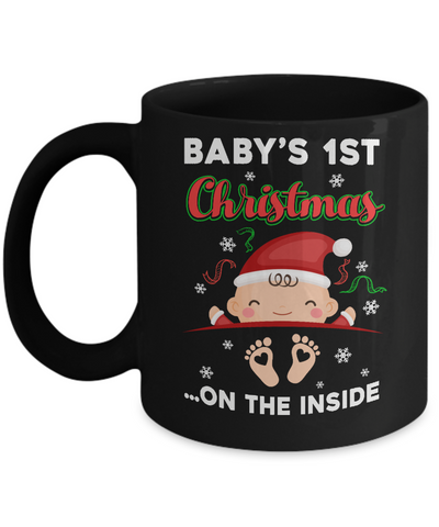 Baby's 1St Christmas On The Inside Pregnant Mug-Coffee Mug-11oz Mug-Black