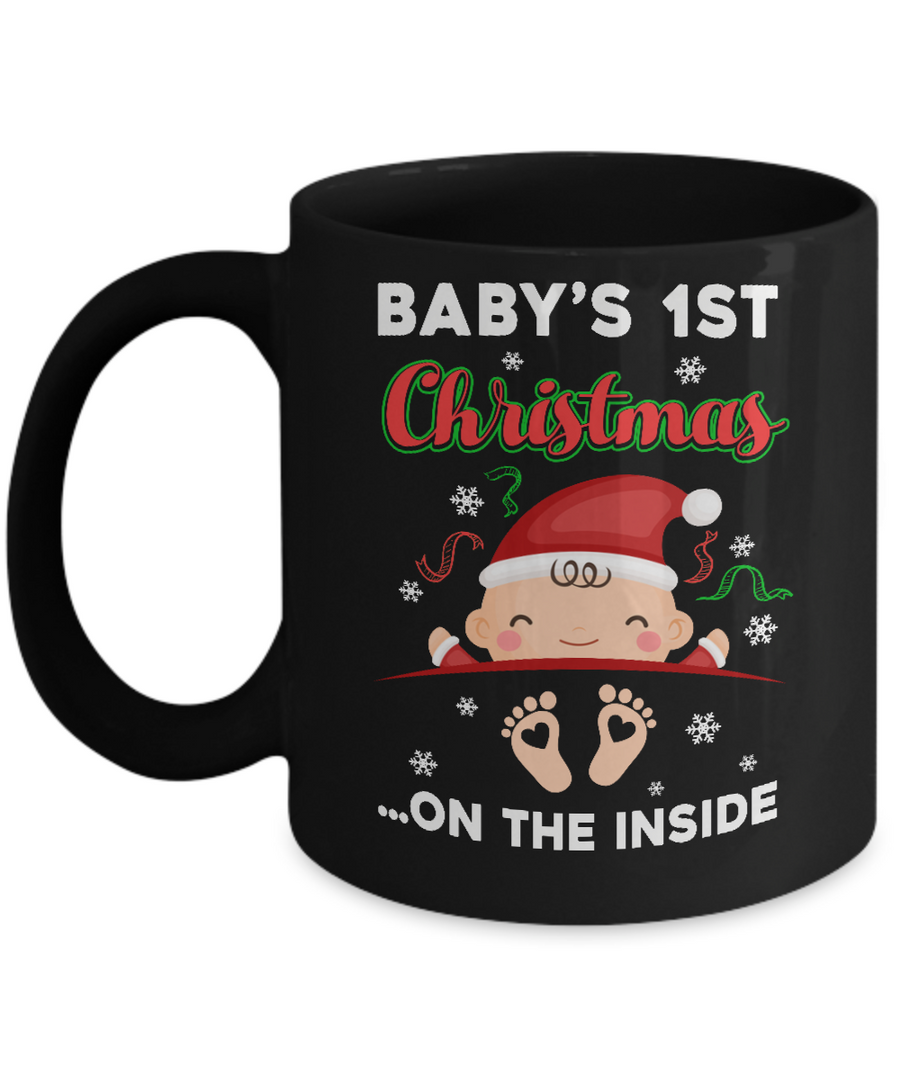 Baby's 1St Christmas On The Inside Pregnant Mug-Coffee Mug-11oz Mug-Black