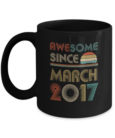 Awesome Since March 2017 Vintage 4th Birthday Gifts Youth Mug-Coffee Mug-11oz Mug-Black