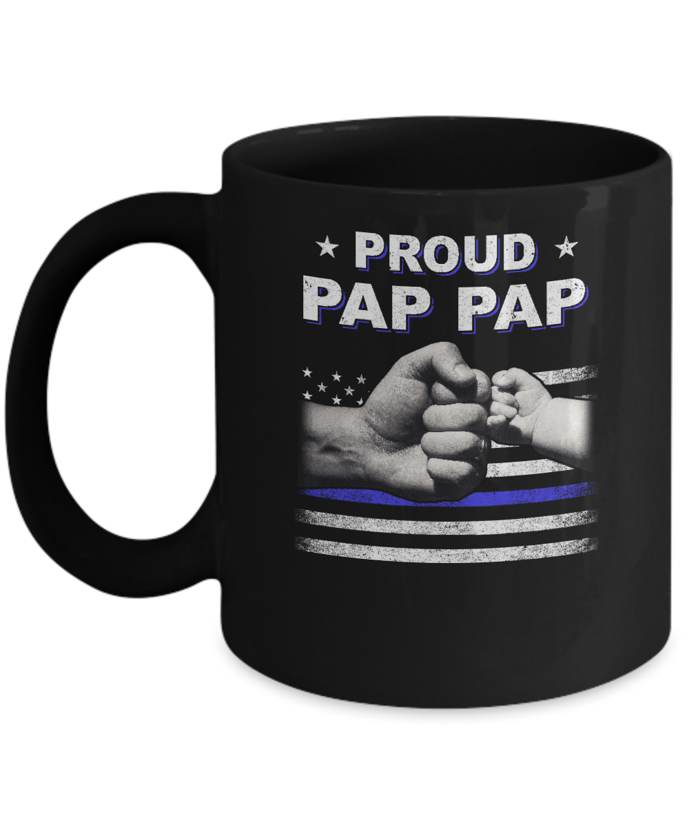 Proud Pap Pap Police Thin Blue Line Flag Fathers Day Mug