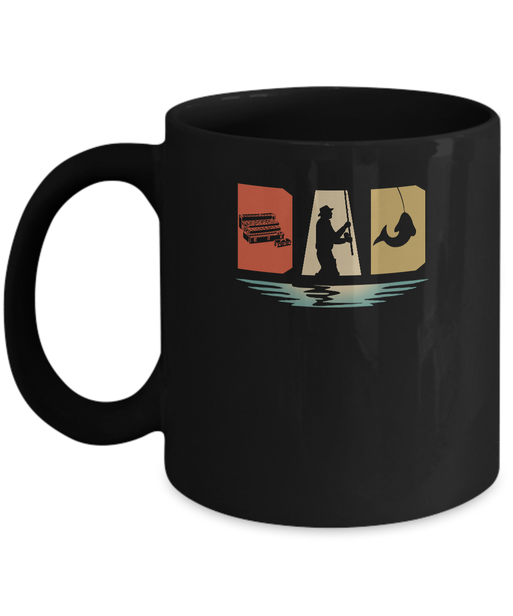 Vintage Fishing Dad Father's Day Gift Mug-Coffee Mug-11oz Mug-Black