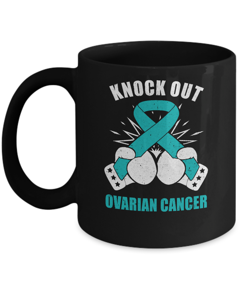 Boxing knock out Ovarian Cancer Awareness Support Mug-Coffee Mug-11oz Mug-Black
