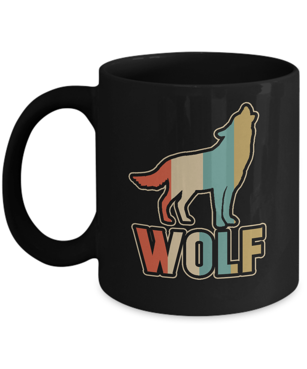 Classic Vintage Retro Style Wolf Mug-Coffee Mug-11oz Mug-Black