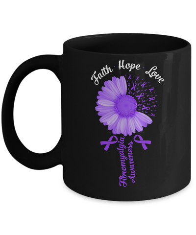 Faith Hope Love Purple Ribbon Fibromyalgia Awareness Mug-Coffee Mug-11oz Mug-Black