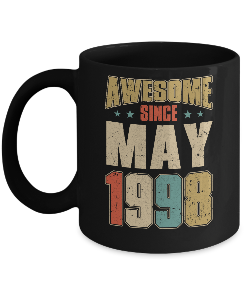 Vintage Retro Awesome Since May 1998 23th Birthday Mug-Coffee Mug-11oz Mug-Black