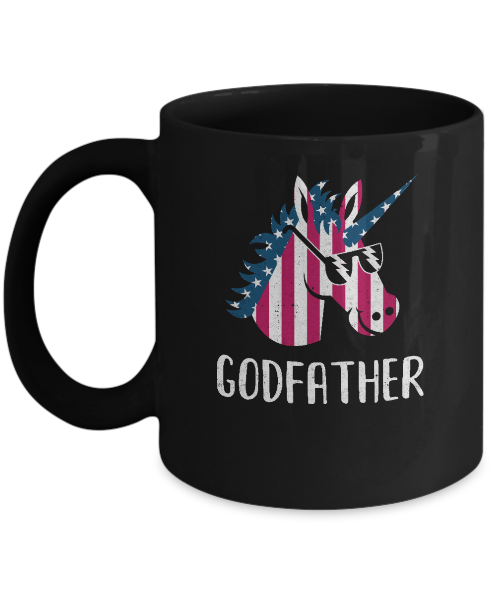 Patriotic Godfather Unicorn Americorn 4Th Of July Mug-Coffee Mug-11oz Mug-Black