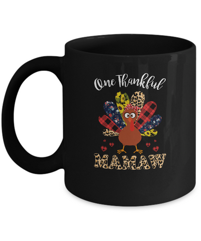 One Thankful Mamaw Leopard Turkey Thanksgiving Gift Mug-Coffee Mug-11oz Mug-Black