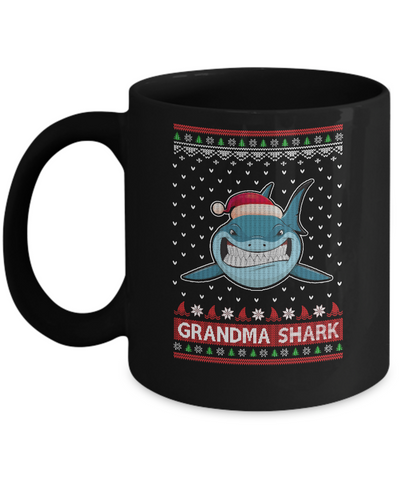 Santa Hat Grandma Shark Ugly Christmas Sweater Mug-Coffee Mug-11oz Mug-Black
