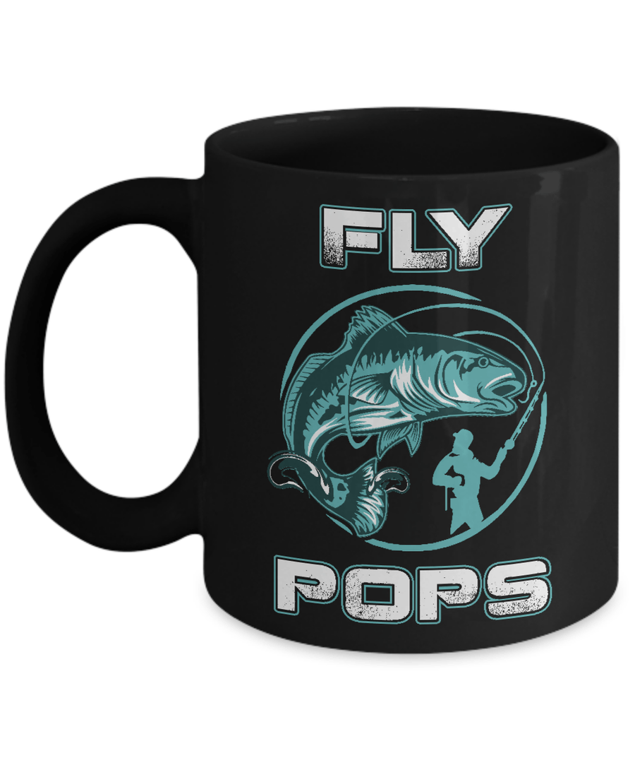 Fly Fishing Pops Mug-Coffee Mug-11oz Mug-Black