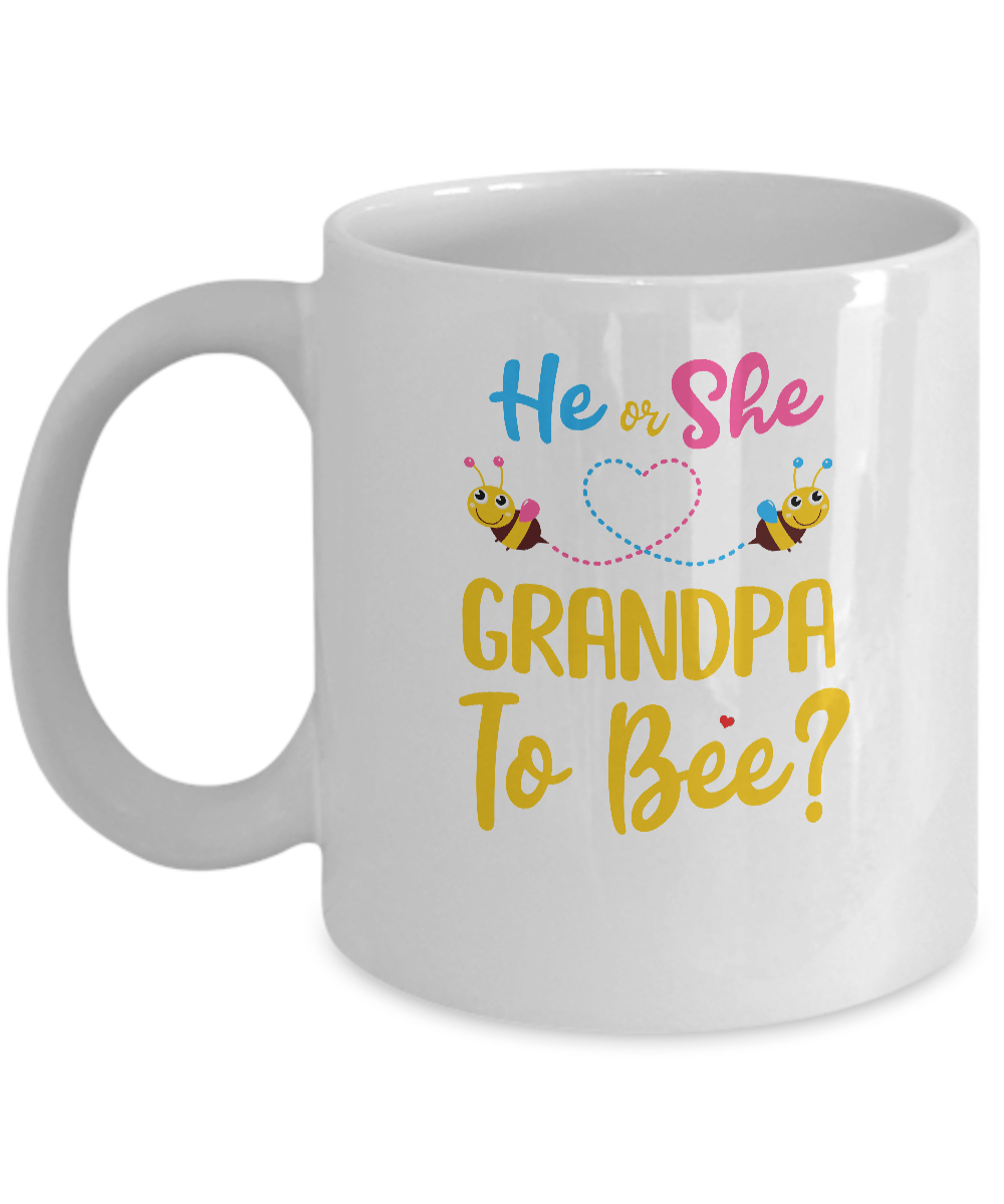 Gender Reveal Pink Blue What Will It Bee He Or She Grandpa Mug-Coffee Mug-11oz Mug-White