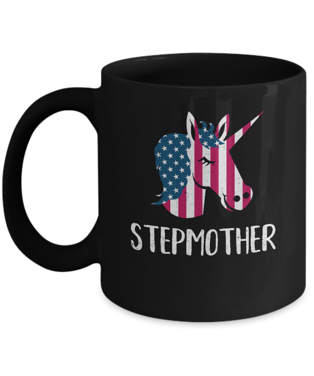 Patriotic Stepmother Unicorn Americorn 4Th Of July Mug-Coffee Mug-11oz Mug-Black