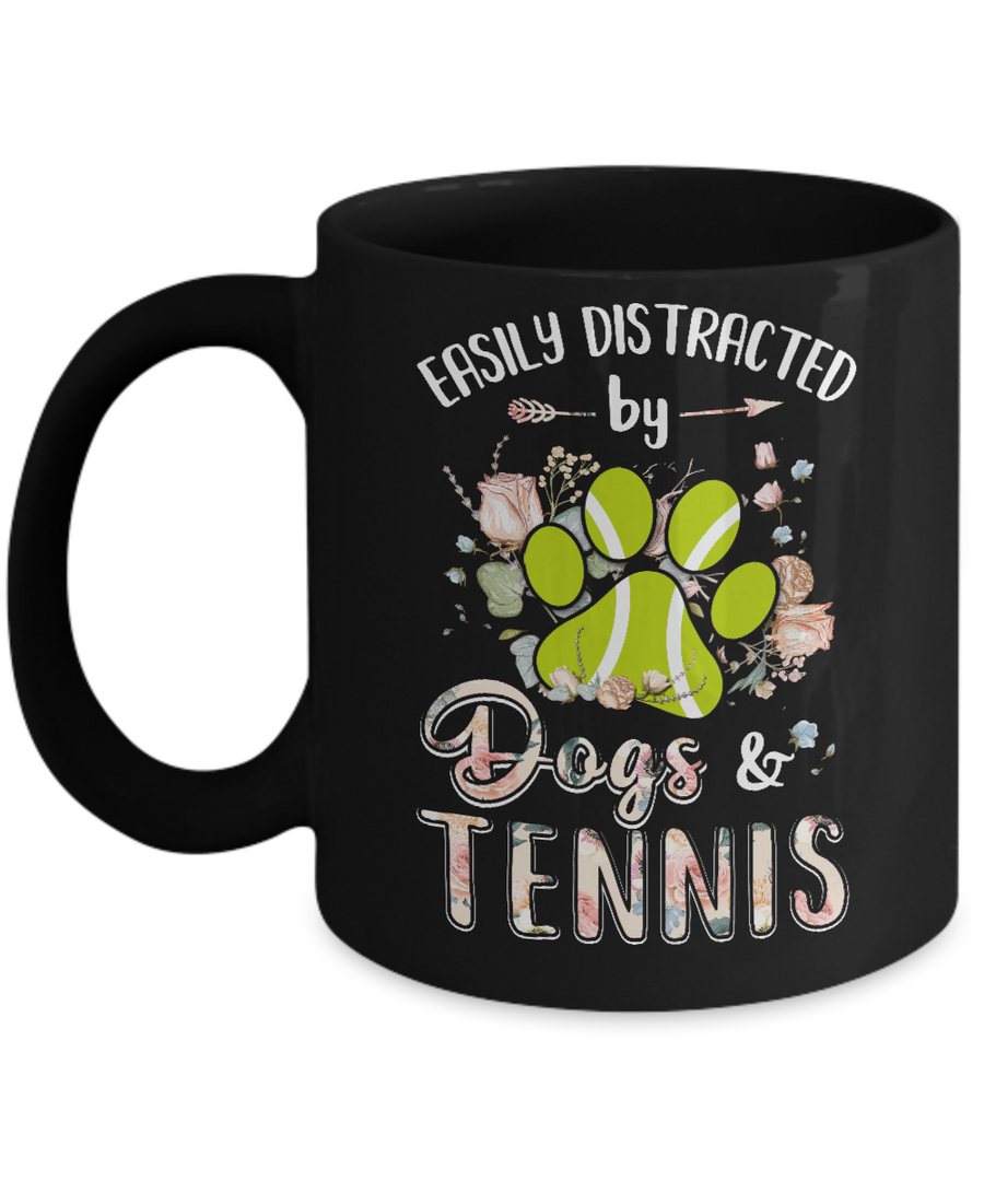 Easily Distracted By Dogs And Tennis Mug-Coffee Mug-11oz Mug-Black