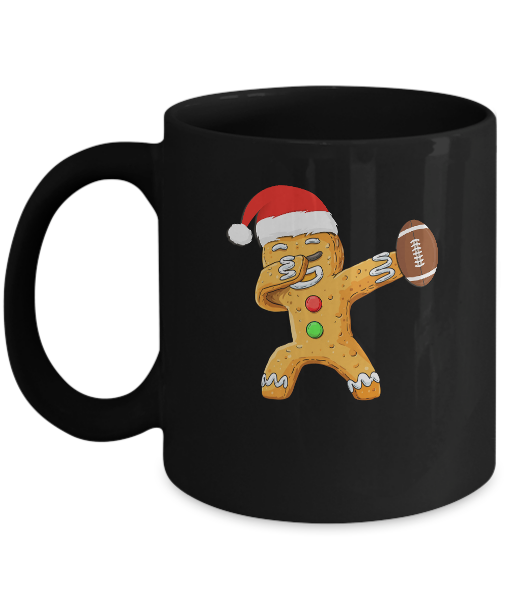 Dabbing Gingerbread Santa Football Christmas Pajama Gifts Mug-Coffee Mug-11oz Mug-Black