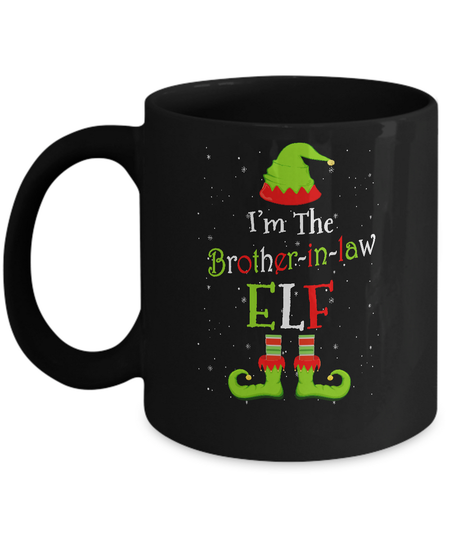 I'm The Brother-In-Law Elf Family Matching Funny Christmas Group Gift Mug-Coffee Mug-11oz Mug-Black
