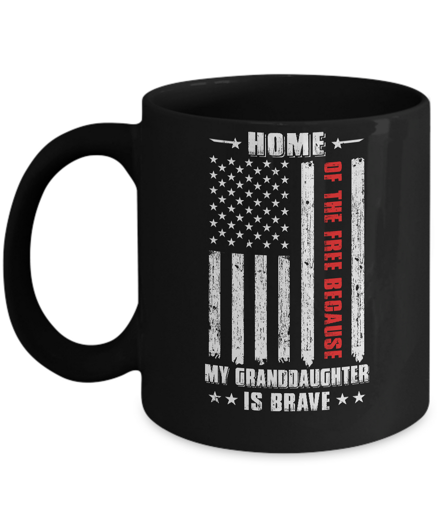 Home Of The Free Because My Granddaughter Is Brave Family Mug-Coffee Mug-11oz Mug-Black