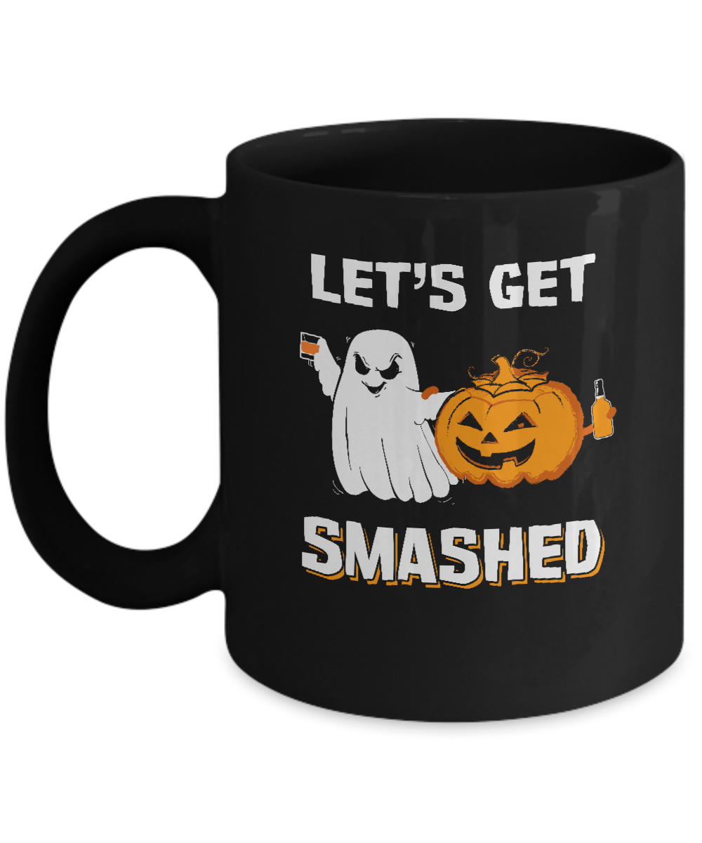 Let's Get Smashed Drinking Pumpkin Halloween Mug-Coffee Mug-11oz Mug-Black
