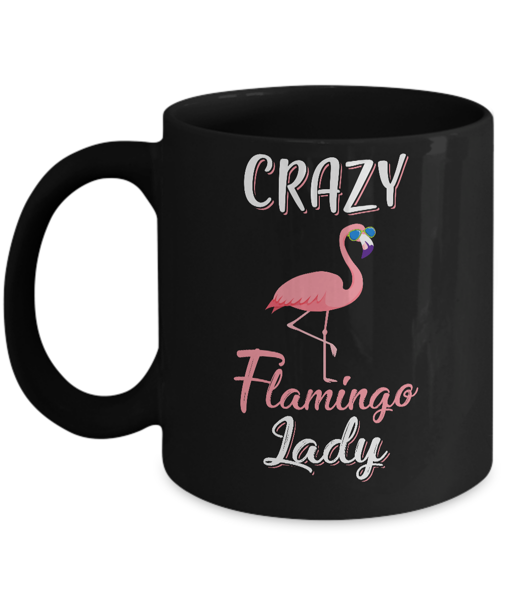 Crazy Flamingo Lady Mom Aunt Auntie Flamingo Mug-Coffee Mug-11oz Mug-Black