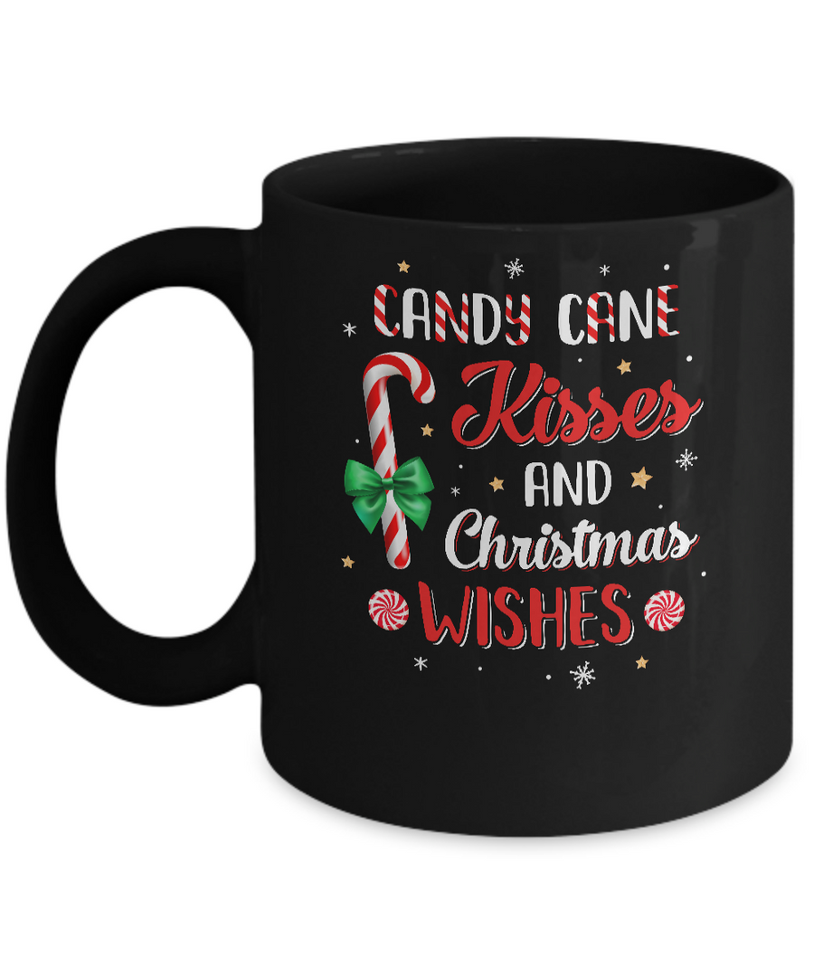 Candy Cane Kisses And Christmas Wishes Gifts Mug-Coffee Mug-11oz Mug-Black
