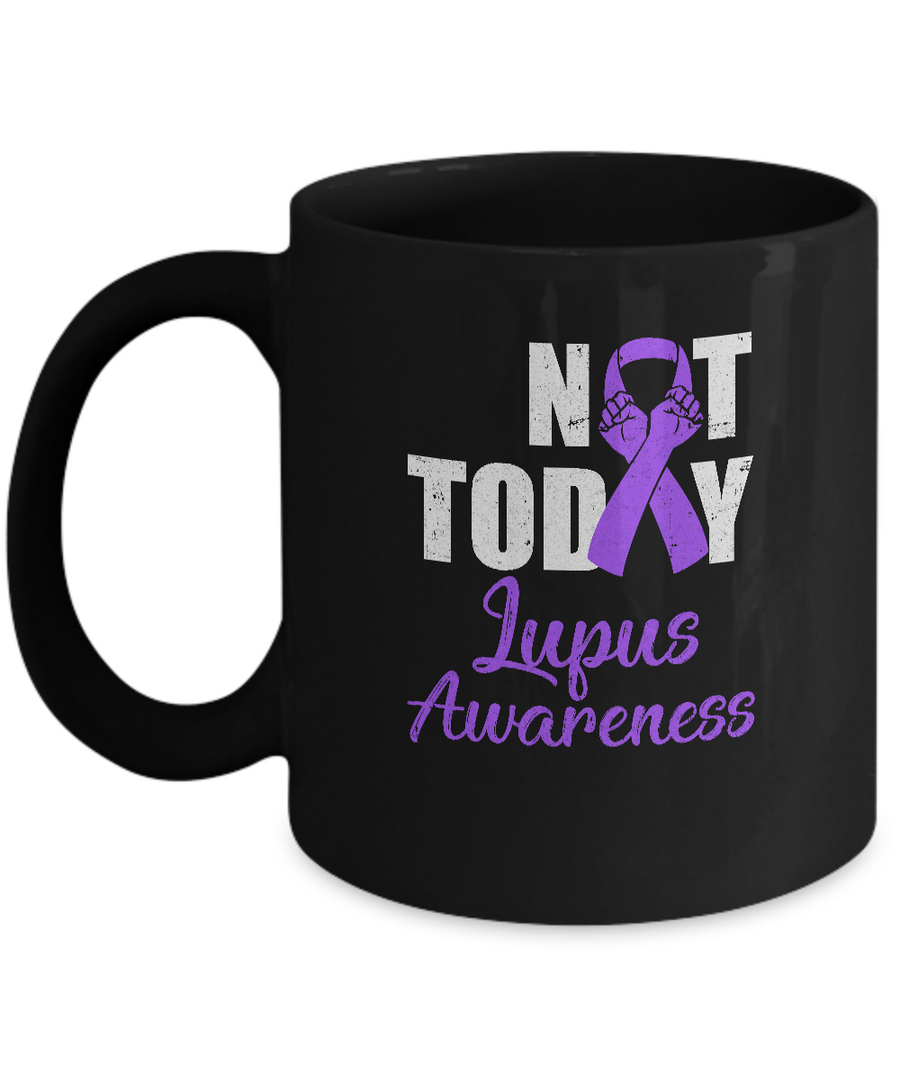 Support Lupus Awareness Purple Ribbon Not Today Mug-Coffee Mug-11oz Mug-Black