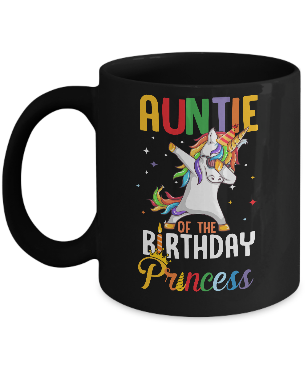 Auntie Of The Birthday Girl Dabbing Unicorn Party Mug