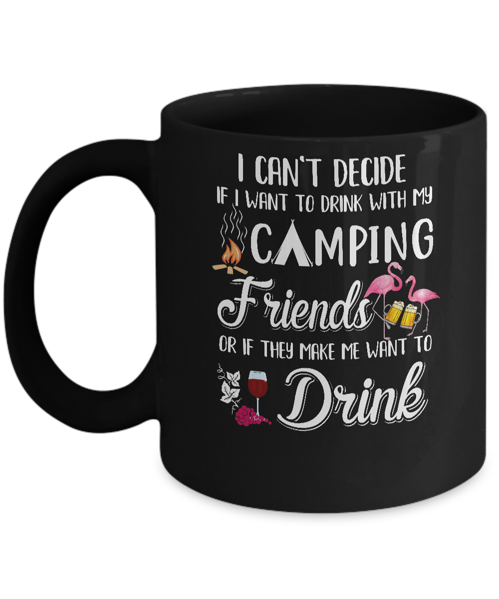 I Want To Drink With My Camping Friends Flamingo Mug-Coffee Mug-11oz Mug-Black