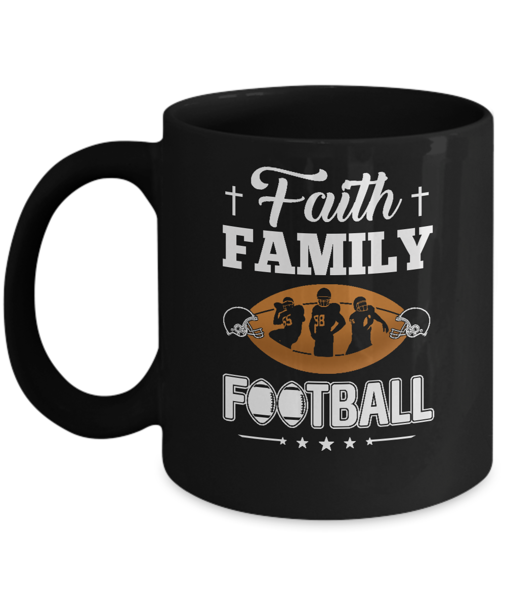 Faith Family Football Mug-Coffee Mug-11oz Mug-Black