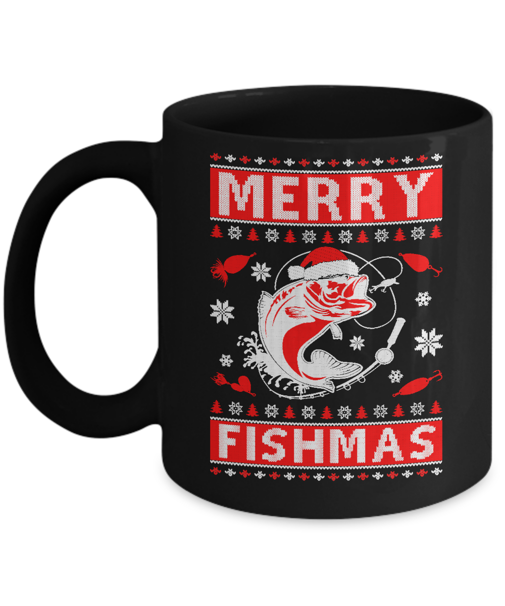 Merry Fishmas Fishing Fish Christmas Sweater Mug