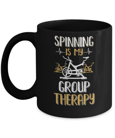 Fitness Gym Mom Spinning Is My Group Therapy Mug-Coffee Mug-11oz Mug-Black