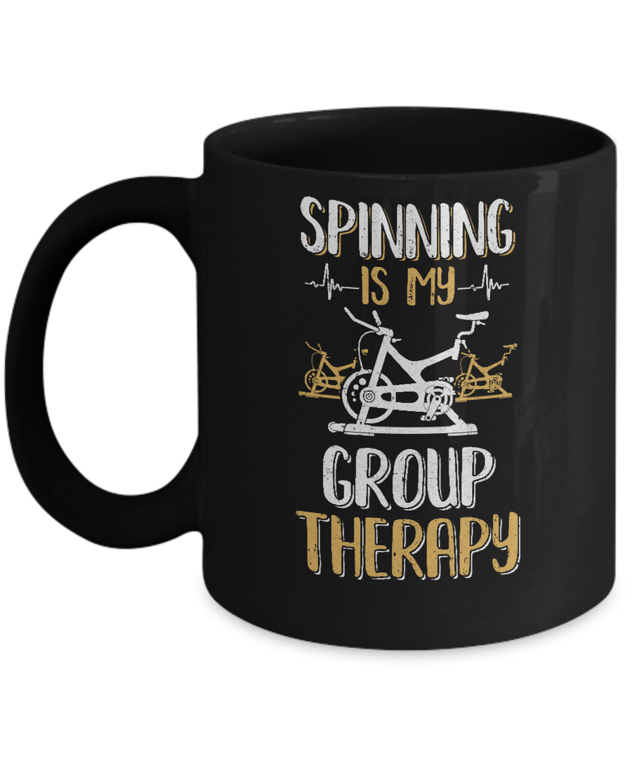 Fitness Gym Mom Spinning Is My Group Therapy Mug-Coffee Mug-11oz Mug-Black