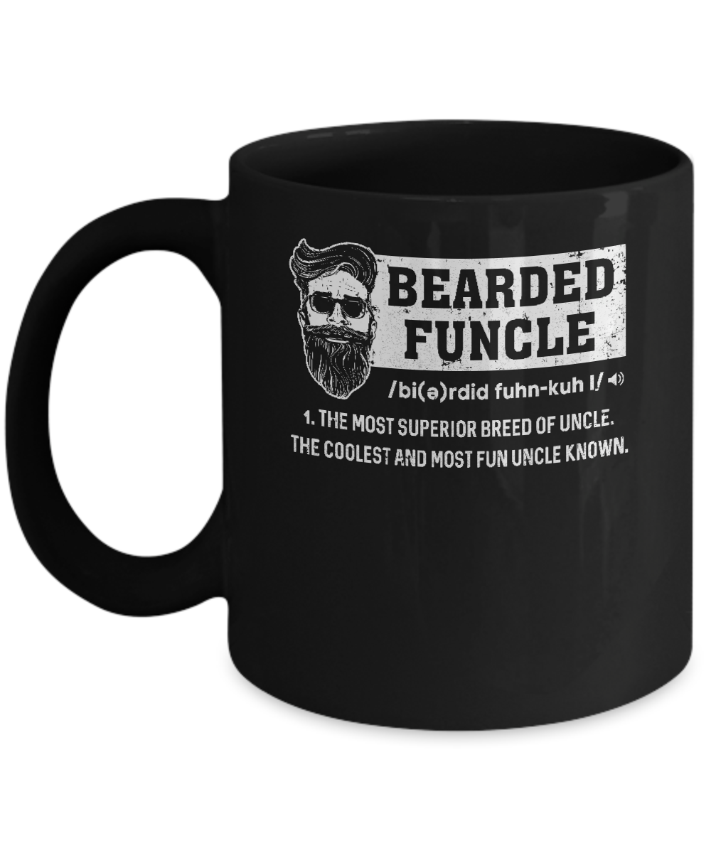 Bearded Funcle Funny Uncle Definition Beard Mug-Coffee Mug-11oz Mug-Black