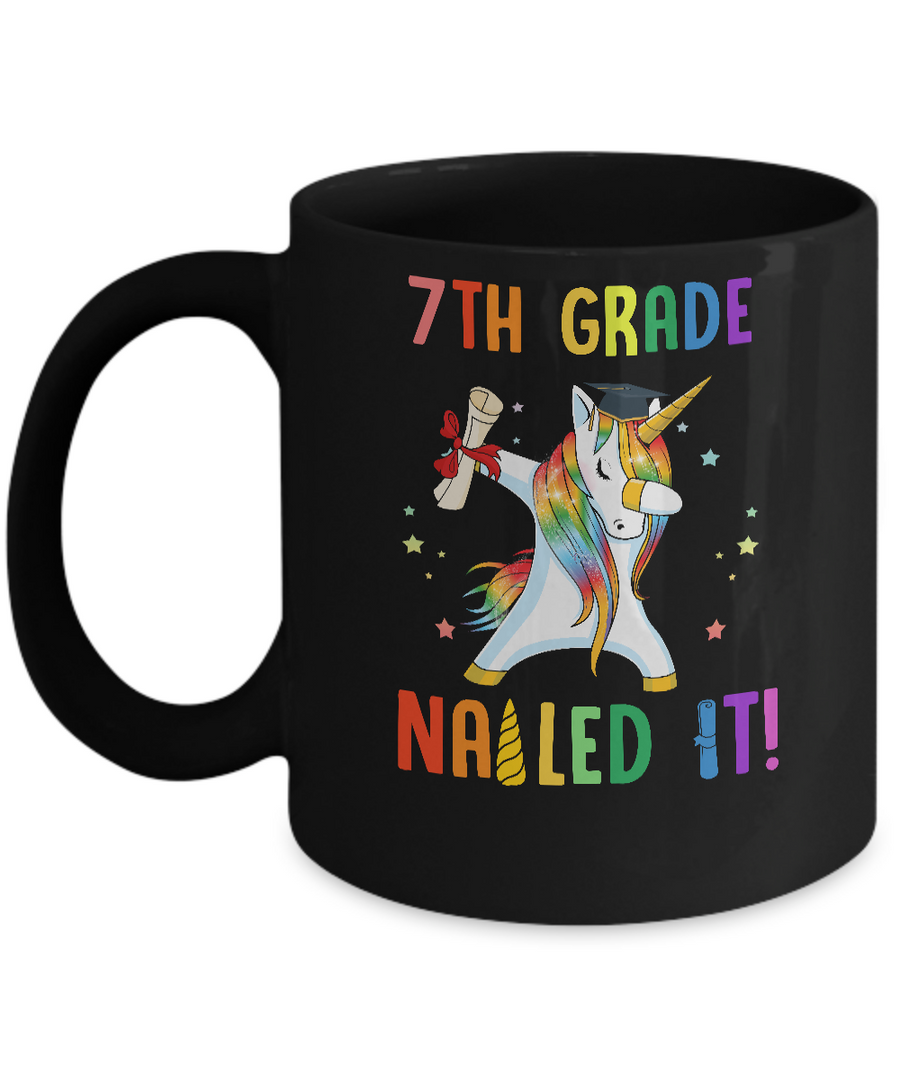 Dabbing 7th Grade Unicorn Nailed It Graduation Class Of 2021 Youth Mug-Coffee Mug-11oz Mug-Black