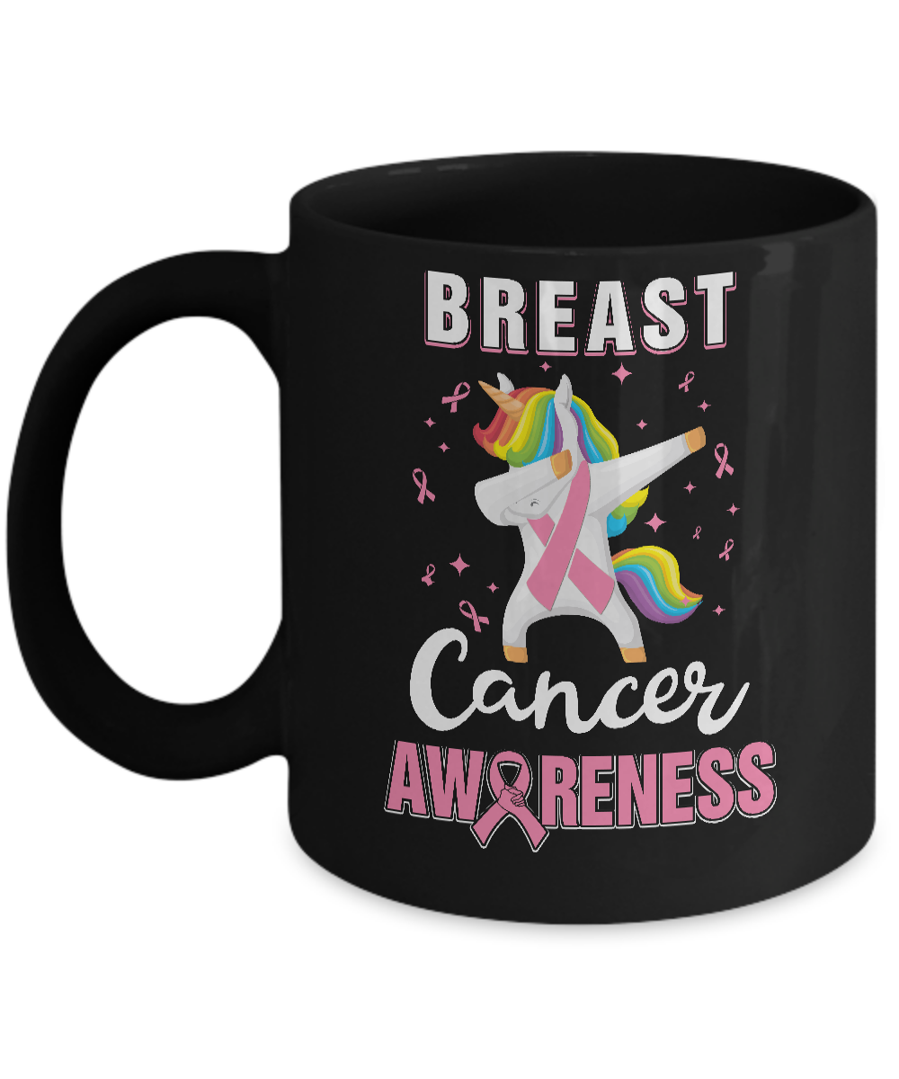 Inspirational Breast Cancer Awareness Unicorn Support Mug-Coffee Mug-11oz Mug-Black