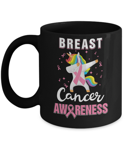 Inspirational Breast Cancer Awareness Unicorn Support Mug-Coffee Mug-11oz Mug-Black