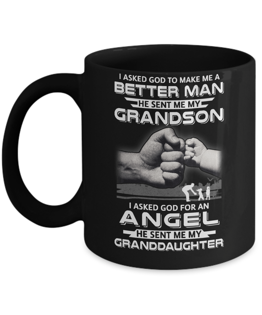 God Sent Me My Grandson & Angel Granddaughter Mug-Coffee Mug-11oz Mug-Black
