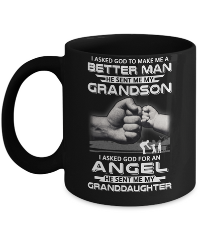 God Sent Me My Grandson & Angel Granddaughter Mug-Coffee Mug-11oz Mug-Black
