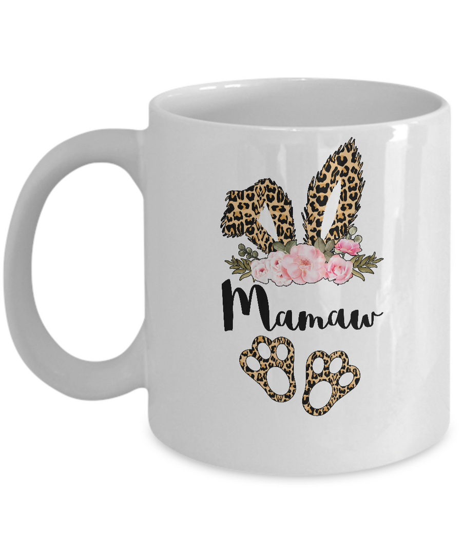 Flower Leopard Bunny Mamaw Easter Day Women Gifts Mug-Coffee Mug-11oz Mug-White