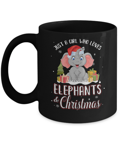 Just A Girl Who Loves Elephants And Christmas Mug-Coffee Mug-11oz Mug-Black