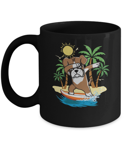 Summer Vacation Dabbing Boxer Surfing Surfboard Gift Mug-Coffee Mug-11oz Mug-Black