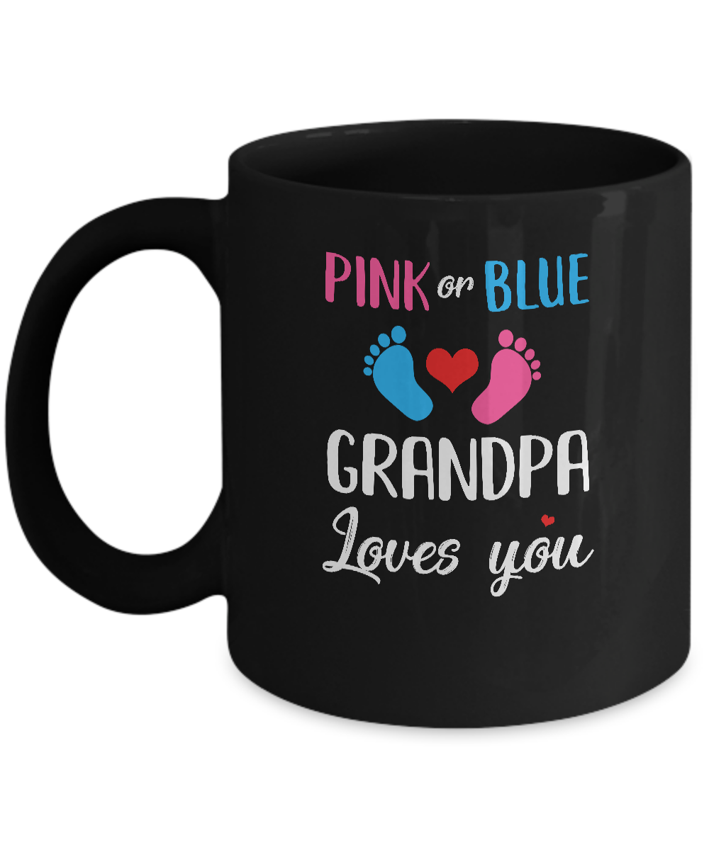 Pink Or Blue Grandpa Loves You Funny Gender Reveal Party Gift Mug