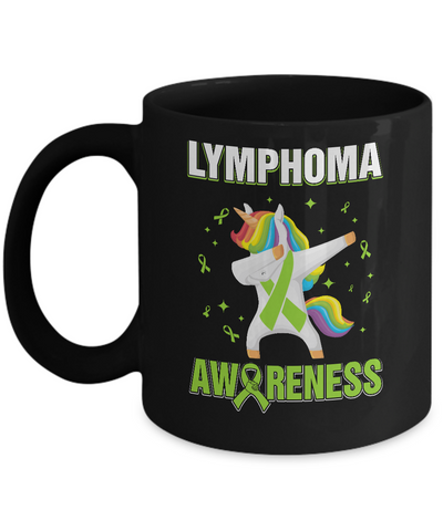 Inspirational Lymphoma Awareness Unicorn Support Mug-Coffee Mug-11oz Mug-Black