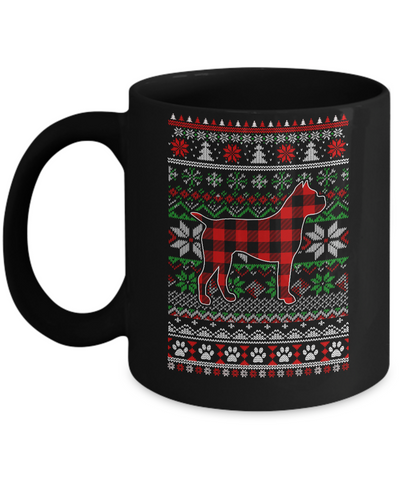 Boxer Red Plaid Ugly Christmas Sweater Gifts Mug-Coffee Mug-11oz Mug-Black