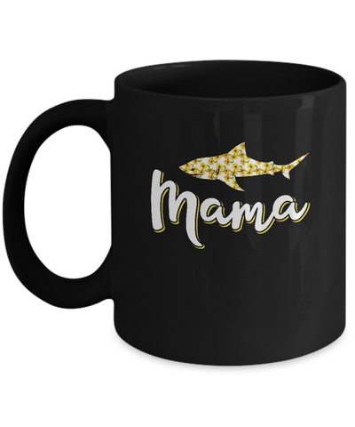 Sunflower Mama Shark Flowers Mothers Day Gift Mug-Coffee Mug-11oz Mug-Black