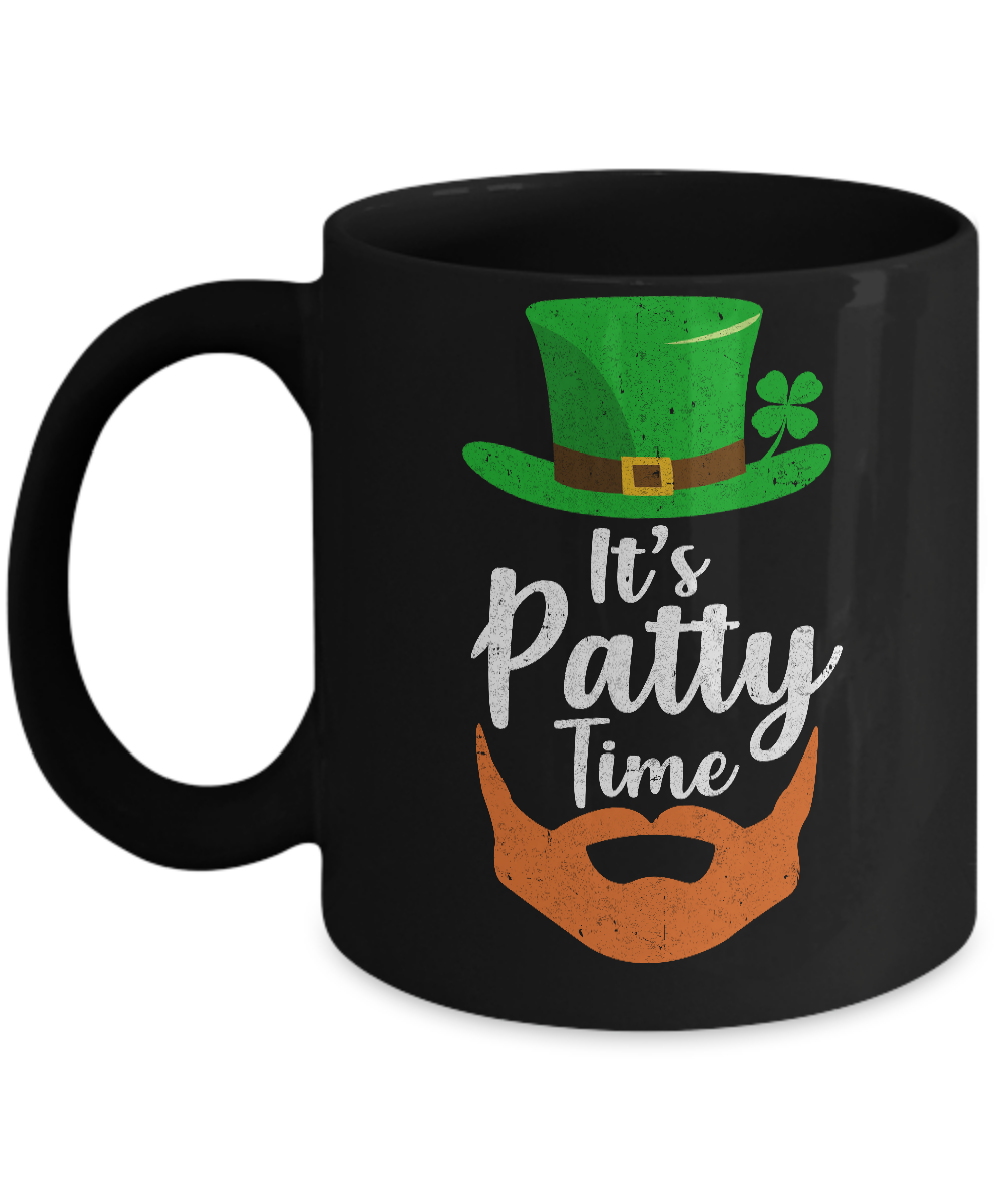 It's Patty Time Bearded Man St Patrick's Day Mug-Coffee Mug-11oz Mug-Black