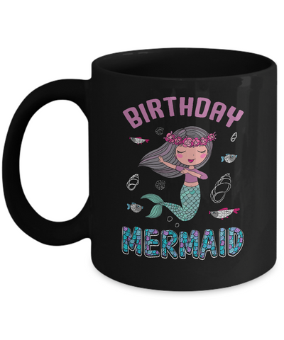 Birthday Mermaid Party Dabbing Mug-Coffee Mug-11oz Mug-Black