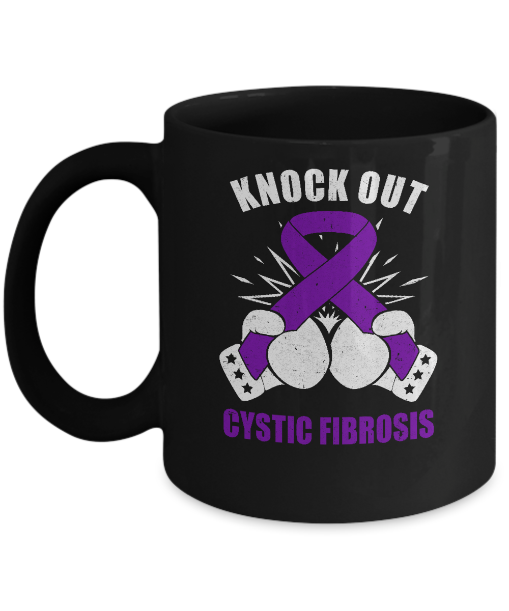 Boxing Knock Out Cystic Fibrosis Awareness Support Mug-Coffee Mug-11oz Mug-Black