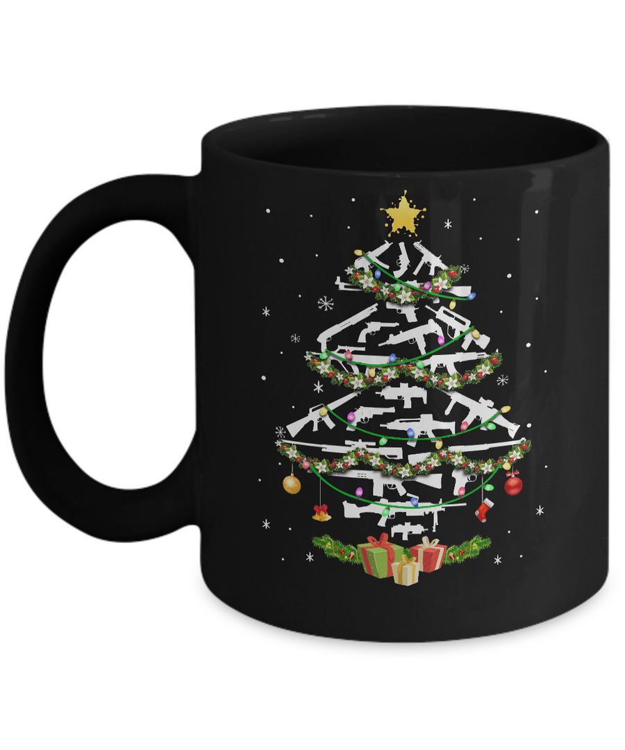 Guns Christmas Tree Ornament Xmas Gift For Gun Lovers Mug-Coffee Mug-11oz Mug-Black