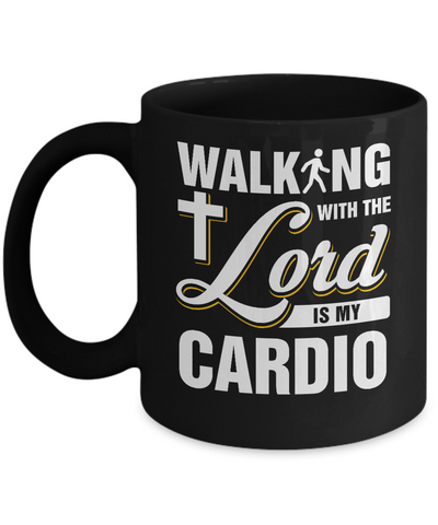 Walking With The Lord Is My Cardio Mug-Coffee Mug-11oz Mug-Black