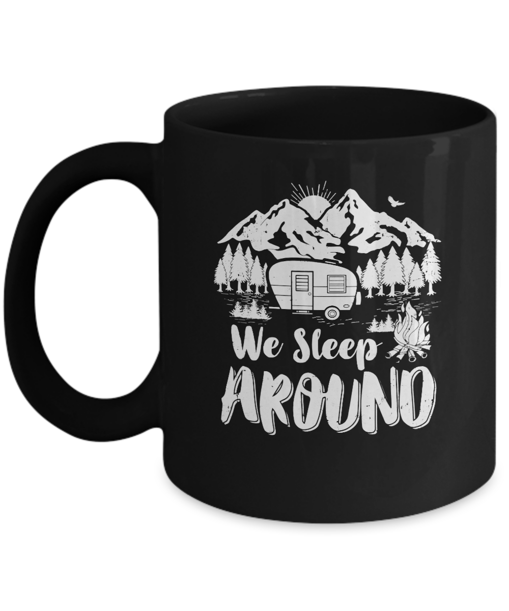 We Sleep Around Funny Husband Wife Camping Mug-Coffee Mug-11oz Mug-Black
