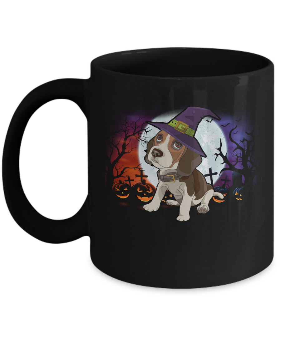 Cute Halloween Beagle Puppy Pumpkins Mug-Coffee Mug-11oz Mug-Black