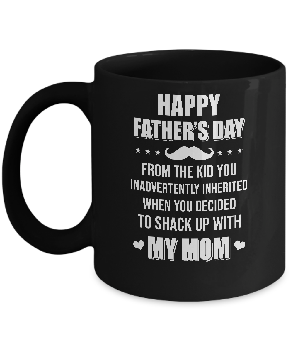 Happy Fathers Day From The Kid Bonus Step Dad Gift Mug-Coffee Mug-11oz Mug-Black